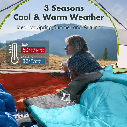 VILLEY Camping Sleeping Bag for Adults, Boys and Girls, Lightweight Compact Backpacking for Outdoor, Traveling, Hiking