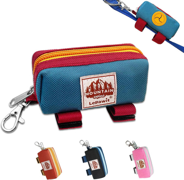 Dog Poop Bag Holder for Leash, Zippered Canvas Poop Bag Dispenser Pouch