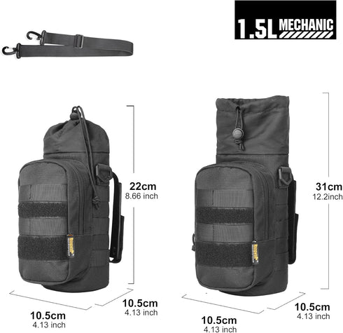 Rhinowalk Motorcycle Water Bottle Holder Bag Tactical Pouch with Drawstring Molle Insulated Bottle Bag to Keep Warm