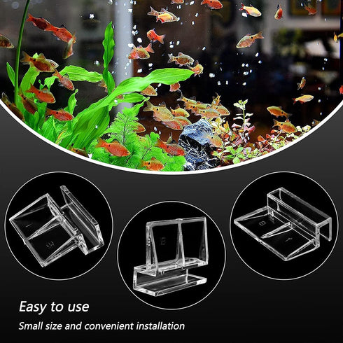 16 PCS 8mm Acrylic Aquarium Cover Clip, Clear Fish Tank Glass Support Holder for Rimless Aquariums