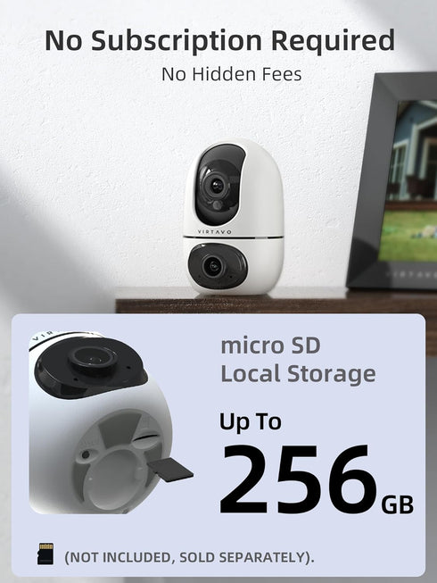 VIRTAVO 360 2Way 6 (2.4GHz/5GHz), Pet Camera Indoor for Dogs & Cats, PTZ Pet Monitor with Motion Tracking, DualLens
