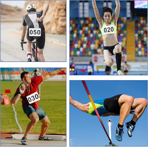 5.9" 7.9" Running Bibs Race Competitor Numbers Waterproof Runners Race Numbers with Safety Pins for Marathon Races