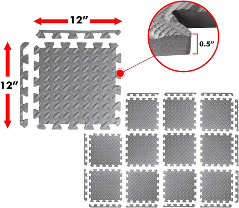 A2ZCARE Puzzle Exercise Mat with EVA Foam Interlocking Tiles - Interlocking Floor Mats for Gym Equipment - Ideal