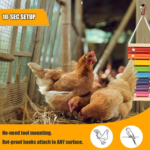 8-Key Chicken Xylophone Toy for Hens & Birds - Colorful Suspensible Metal Xylophone | Suspensible Cage Accessories,Bird