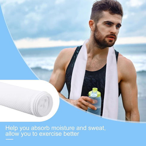 24 Count 40"x12" BBTO Sublimation Cooling Towels Bulk for Sports White Golf Sweat Gym Towel Ice Breathable Soft Chilly