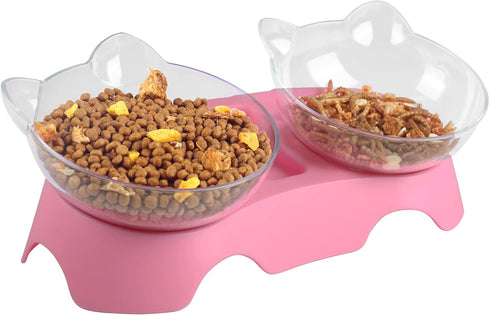 MILIFUN Elevated Tilted Cat Bowls, Anti Vomiting Kitty Bowls for Puppy and Bunny, Orthopedic Bowls for Indoor Cats