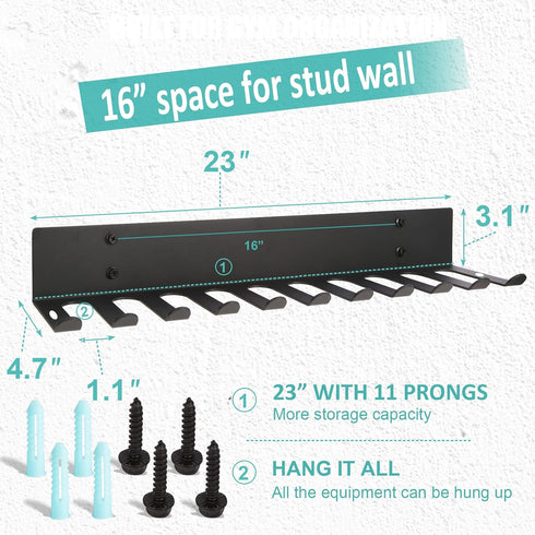Home Gym Storage Rack - Barbell Rack Weight Room Organizer for Gym Accessories like Fitness Bands and Straps