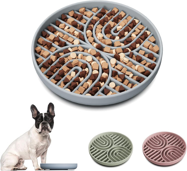 Slow Feeder Dog Bowls, Silicone Puzzle Bowl with Suction Cup for Anxiety Relief, Dishwasher Fit, for All Breeds