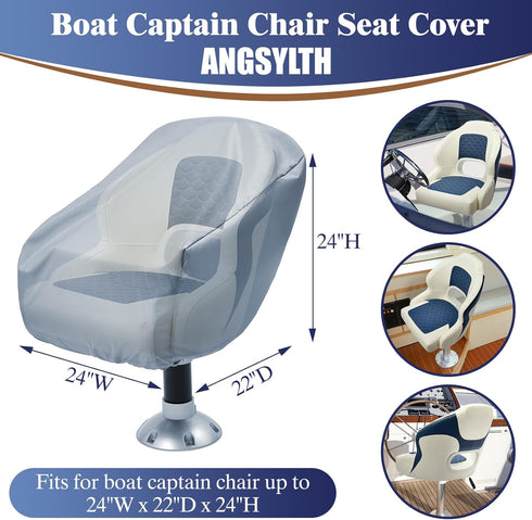 2 Pack 900D 18W 20D 14H inch, ANGSYLTH Boat Seat Covers - Waterproof Heavy Duty Boat Folding Chair Cover - x x Grey.