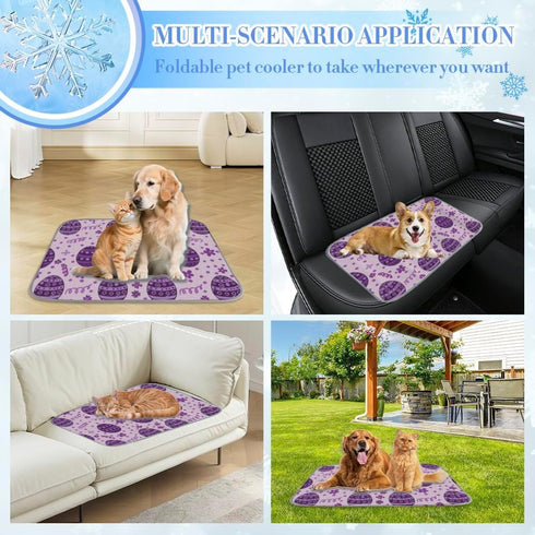imiBBWQu Summer Summer 27" 22" Cooling Pad Purple Easter Eggs Dog Cooling Mat Indoor Washable Pad for Dog Bed Beds