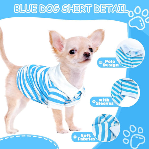 2 Pieces Dog Shirts for Small Dogs: Stripe Clothes for Spring Summer Chihuahua Yorkie - Soft Pet T-Shirt Extra Small