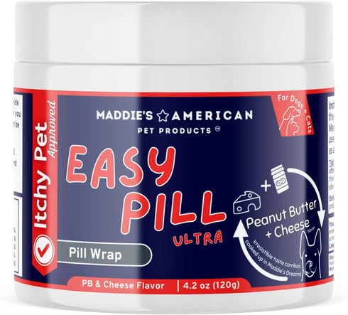 Easy Pill Ultra Pet Treat Wrap, Hypoallergenic Pocket for Dogs and Cats, Peanut Butter and Cheese Flavor