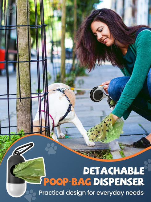 Douexio Upgrade Retractable Dog Leash with LED Flashlight for Small Medium Dogs Up to 66 lbs, Anti-Slip Handle