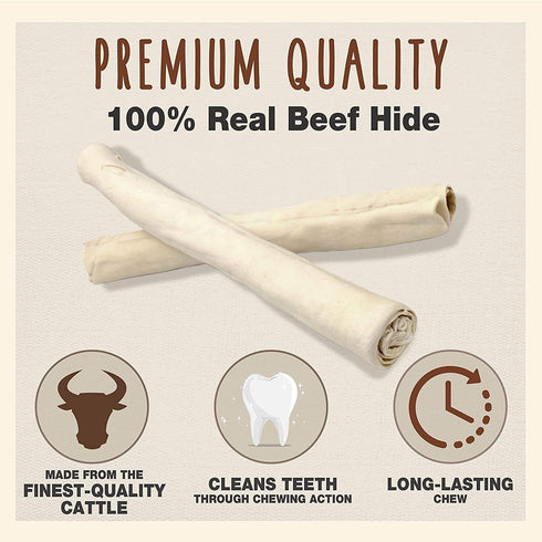 Cadet 3 Pack of Premium Grade Beef Hide Retriever Rolls, 10-Inch Dog Chews Each
