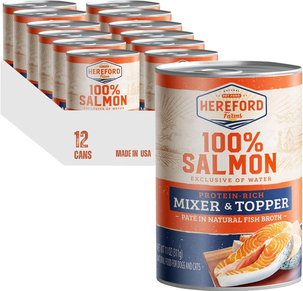 HEREFORD FARMS 100% Salmon Wet Dog Food (Exclusive of Water), All Natural Protein-Rich Mixer