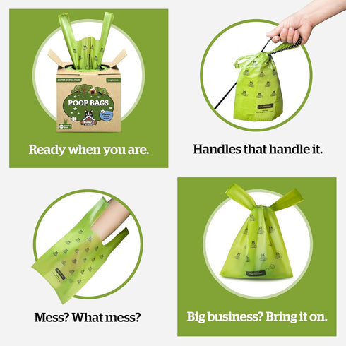 900-Count Pogis Dog Poop Bags with Handles Extra-Thick, Leak-Proof, Large, Unscented