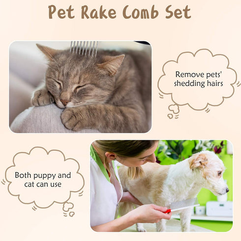 4 Pieces Pet Grooming Kit - Dematting Combs, Slicker Brush, Steel Comb for Dogs, Cats, and Poodles Hair Removal