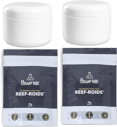 PolypLab Polyp-Booster 100ml Bottle, Reef-ROIDS Coral Fish Food (2 of 75G + Two Jars)