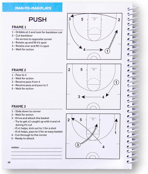 100+ Murray Sporting Goods Basketball Playbook - Coaches Journal Notebook with Over Plays - Perfect Coaching Equipment