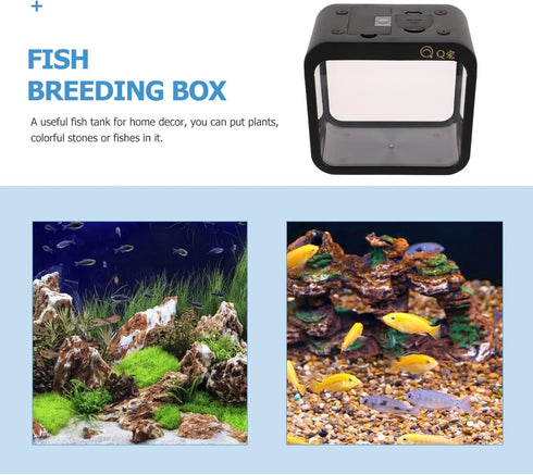 UKCOCO Betta Fish Tank Mini Aquarium - Starter Kit with LED Lighting for Decoration and Breeding Aquatic Plants