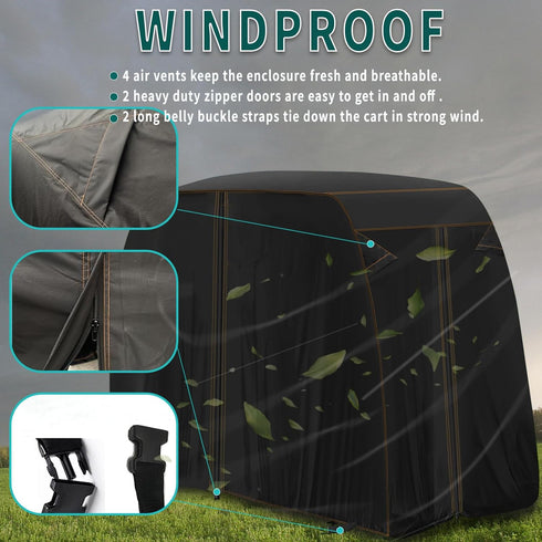 Golf Cart Covers for 4 Passenger+2 Passenger, 420D Heavy Duty Waterproof Windproof for EZGO Club Car Yamaha