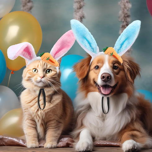 XunYee 8 Pcs Dog Headbands with Bunny Ears, Cute Carrot Rabbit Ears for Dogs, Adjustable Pet Accessories.