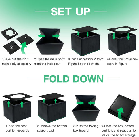 Tfulad 4-in-1 Setup, Outdoor Foldable Portable Toilet with Lid - Instant Waterproof, Odor-Proof, Emergency Camping