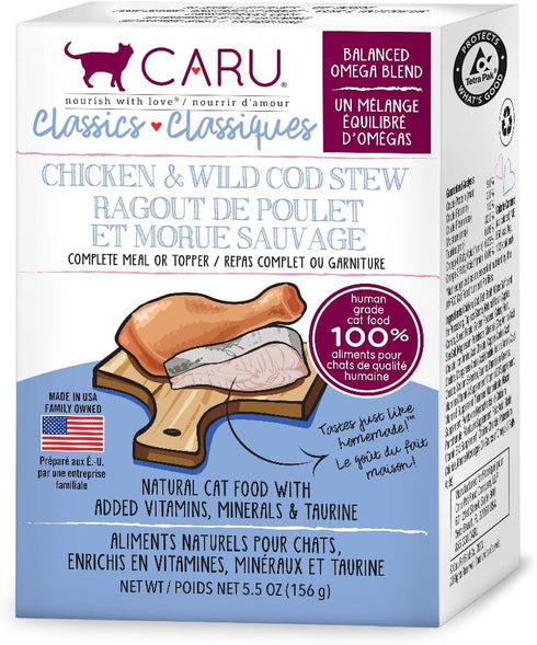 CARU Classics Chicken & Wild Cod Stew Wet Cat Food - 5.5 Oz Box, Case of 12