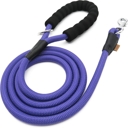 Dog Leash - Braided Rope Traction Lead for Medium/Large Dogs (1/2" - 6FT, Purple)