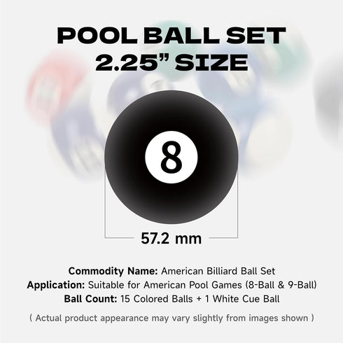 Set 2.25 Set Empire USA Billiard Economy Balls Regulation Pool Balls, Premium Resin Billiard Ball with Cue Ball