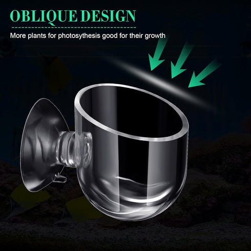 30 Pack Aquatic Plant Cups with Hole, Acrylic Pot with Suction Cups for Fish Tank Plant Holder