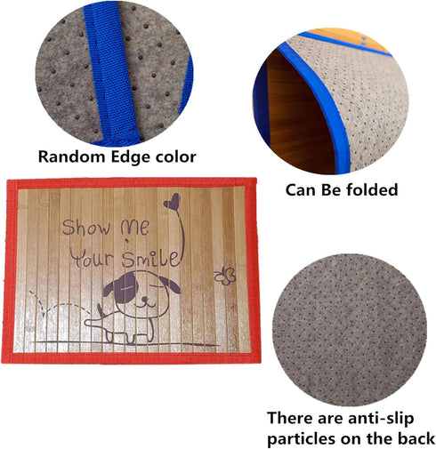 Pet Dog Bamboo Pad, Summer Portable Washable Mat with Cartoon Pattern, Cool Bed Sleeping Mattress for Dogs