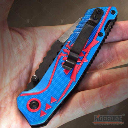 KCCEDGE EDC Pocket Knife, Razor Sharp Edge Folding Knife for Camping Gear Survival Kit, Blue