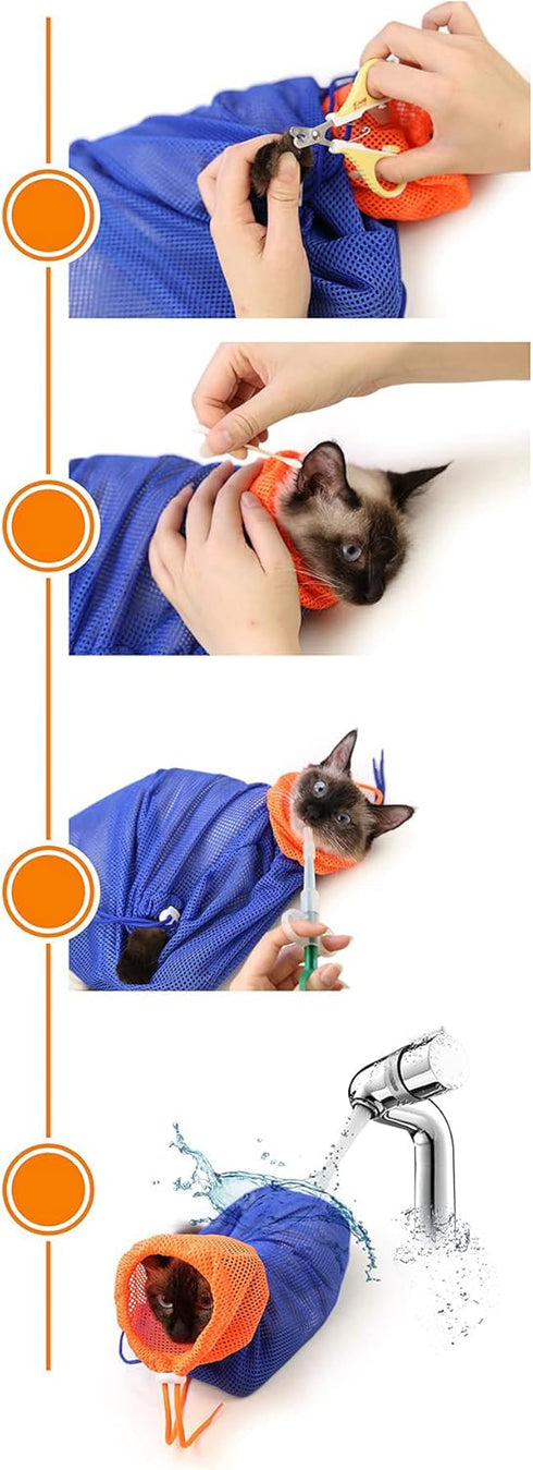 Cat Grooming Bag - Soft Mesh Polyester for Bathing, Injecting, Examining, Nail Trimming