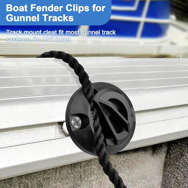 No-Knot Fender Cleat for Boat Gunnel Tracks, Fits 1/4" Rope, Use on Most Gunnel Track Systems