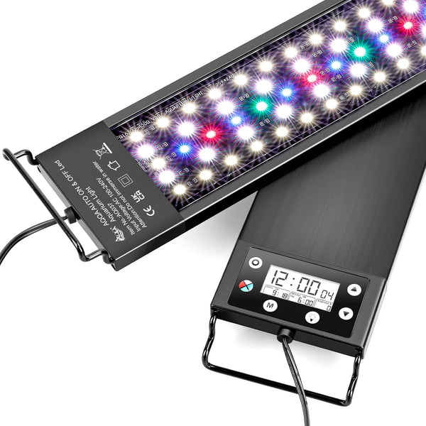 AQQA 16W Multi-Function Aquarium Light, Waterproof LED Fish Tank Light with Timer, 7 Colors, Full Spectrum