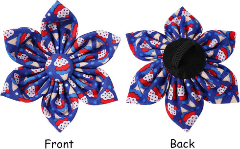 Lionet Paws 4th of July Dog Collar, Cute Flower Design for Medium Large Female Dogs with Sundae L