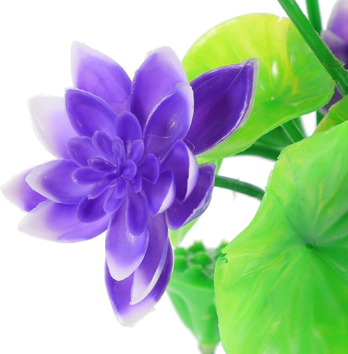 Simulated Lotus Ornament Flower, Plastic Purple Fishtank Decorations for Home Decor