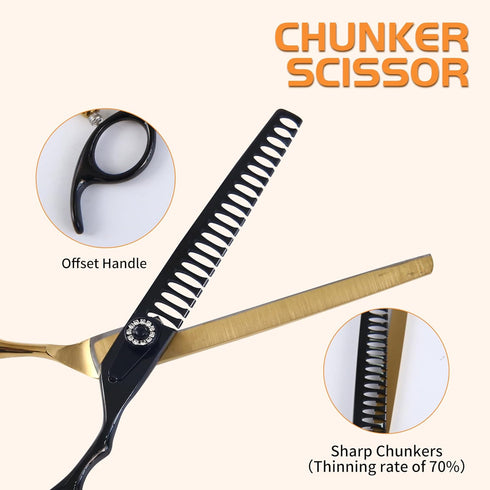 7 Inch 6 1 Set, Professional Dog Grooming Scissors Kit, in Grooming Scissors for Dogs, Pet Grooming Shears Straight
