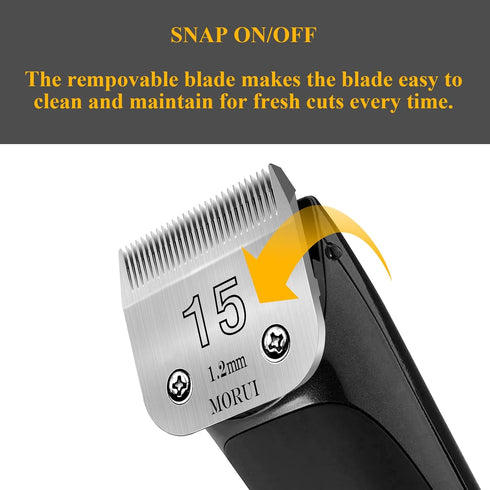 15 Cut Length 3/64"(1.2mm) Detachable Pet Dog Clipper Blades, UltraEdge Series Compatible with Andis & Wahl