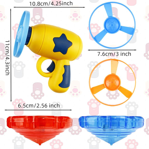 12 Set 3 6 Pcs Cat Fetch Toy with Red Spinning Tops Flying Discs Colorful Interactive Toys for Kitten Chasing Tracking