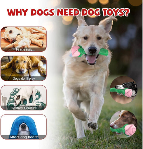 ucho Interactive Chew Toys for Aggressive Chewers, Dog Toy for Training and Teeth Cleaning (Champagne, Roses)