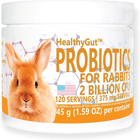 HealthyGut Probiotics for Rabbits, All-Natural Dietary Supplement for Digestive System, 120 Servings