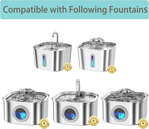 Vekonn 2.2L 3.2L 7L 12 12 (PS06) Cat Water Fountain Filters Replacement for & Square Stainless Steel Fountains & Dog