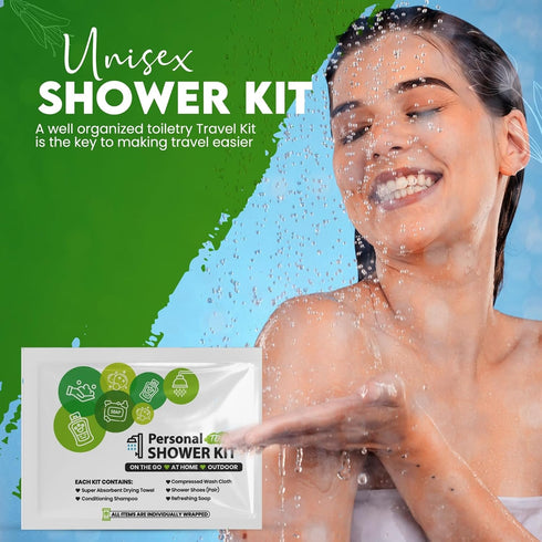 (3) Compact Personal Shower Kit To-Go (Green) Your Hygiene Companion for Travel, Gym, Camping | Shower on the Go |