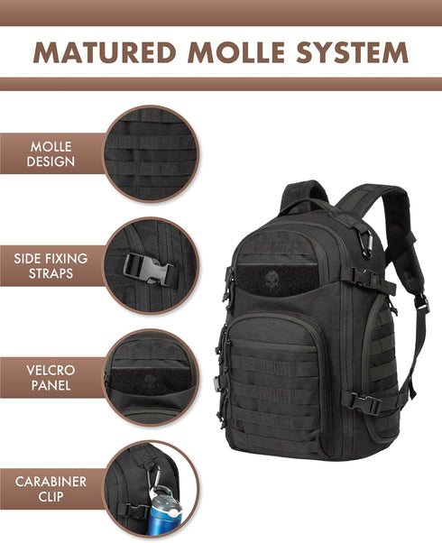 Tactical Laptop Backpack for Men, Black Military Bag