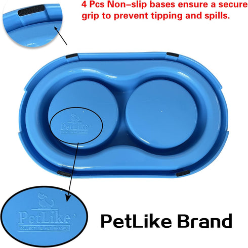 PetLike Ants Away Double Cat Dog Water and Food Bowls, 6 Cups / 48oz Feeding Dish for Medium to Large Dogs and Cats