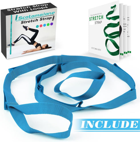 Scotamalone Stretching Strap Yoga Strap - 10 Loops Non-Elastic Bands for Home Workout, Pilates, Gymnastics