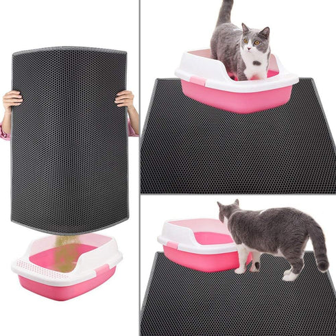 Pieviev Cat Litter Mat Double Layer Waterproof Urine Proof Trapping Mat 1 Pack (Gray, 24x15 Inch)