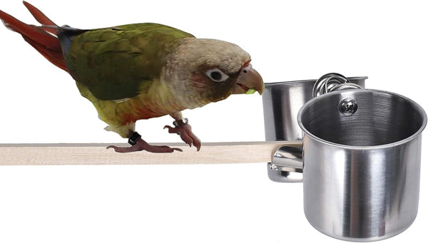 Parrot Feeding Cups - Stainless Steel Hanging Bowls for Small and Medium Birdcage Accessories